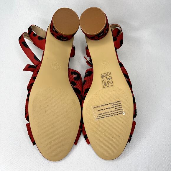 NWOB Cabi Siren Red Black Leopard Animal Print Ankle Strap Sandals Women 9 - Picture 7 of 12